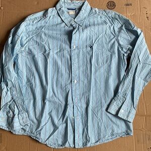 American Eagle Outfitters Light Blue Striped Dress Shirt